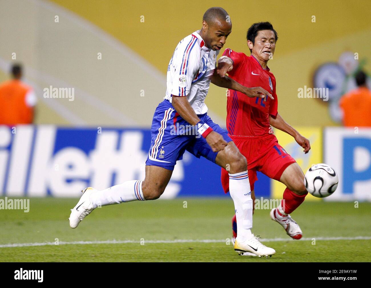 France's Thierry Henry in action during the World Cup 2006, Group G France vs South Korea, in Leipzig, Germany, on June 18, 2006. The game ended in draw 1-1. Photo by Christian Liewig/ABACAPRESS.COM Stock Photo