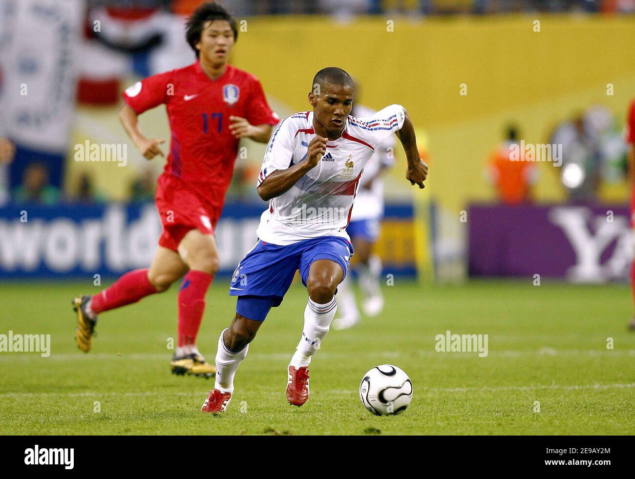 France's Florent Malouda in action during the World Cup 2006, Group G France vs South Korea, in Leipzig, Germany, on June 18, 2006. The game ended in draw 1-1. Photo by Christian Liewig/ABACAPRESS.COM Stock Photo