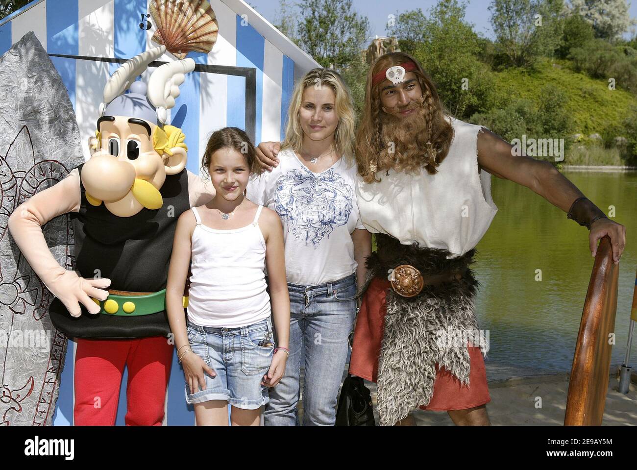 French presenter Sophie Favier and her girl attend the new attraction 'The vikings are disembarking' at Park Asterix in Plailly near Paris, France on June 17, 2006. Photo by Edouard Bernaux/ABACAPRESS.COM Stock Photo