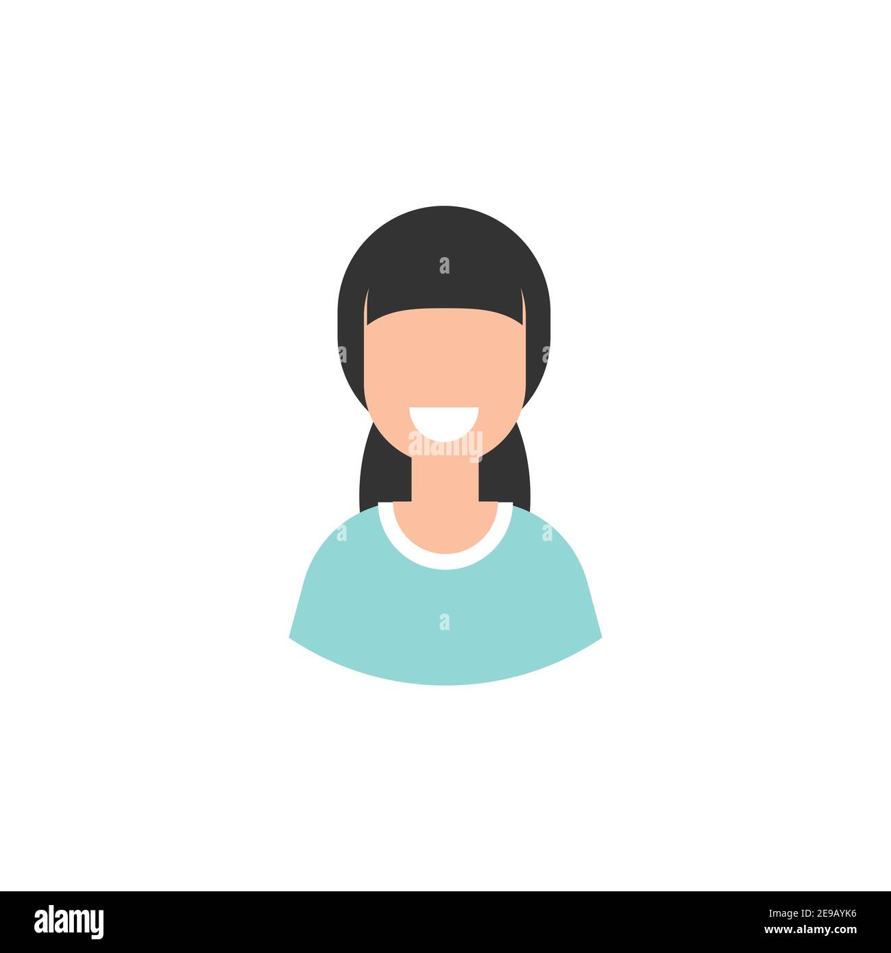 girl with smile avatar. cute happy woman face flat icon isolated on white. person character, user, operator, account. consulting, job online, internet Stock Vector