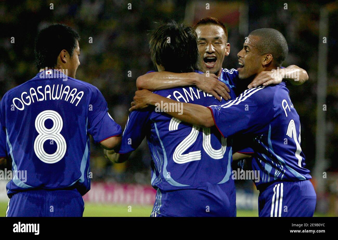 Japan's soccer team celebrates a goal during the World Cup 2006, Group
