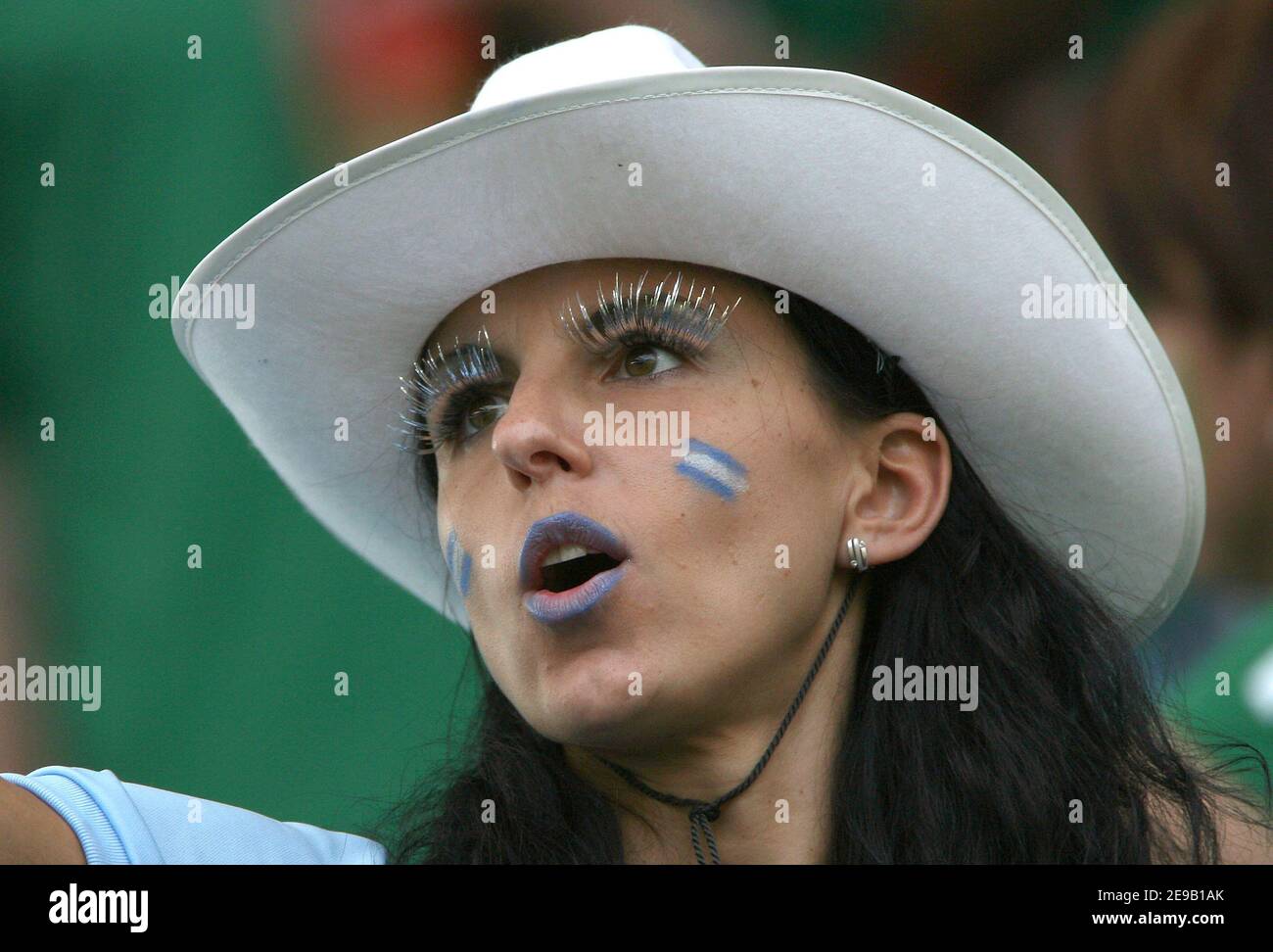An Argentina's fan during the World Cup 2006, Second round, Argentina vs Mexico at the Zentralstadion stadium in Leipzig, Germany on June 24, 2006. Argentina won 2-1. Photo by Gouhier-Hahn-Orban/Cameleon/ABACAPRESS.COM Stock Photo