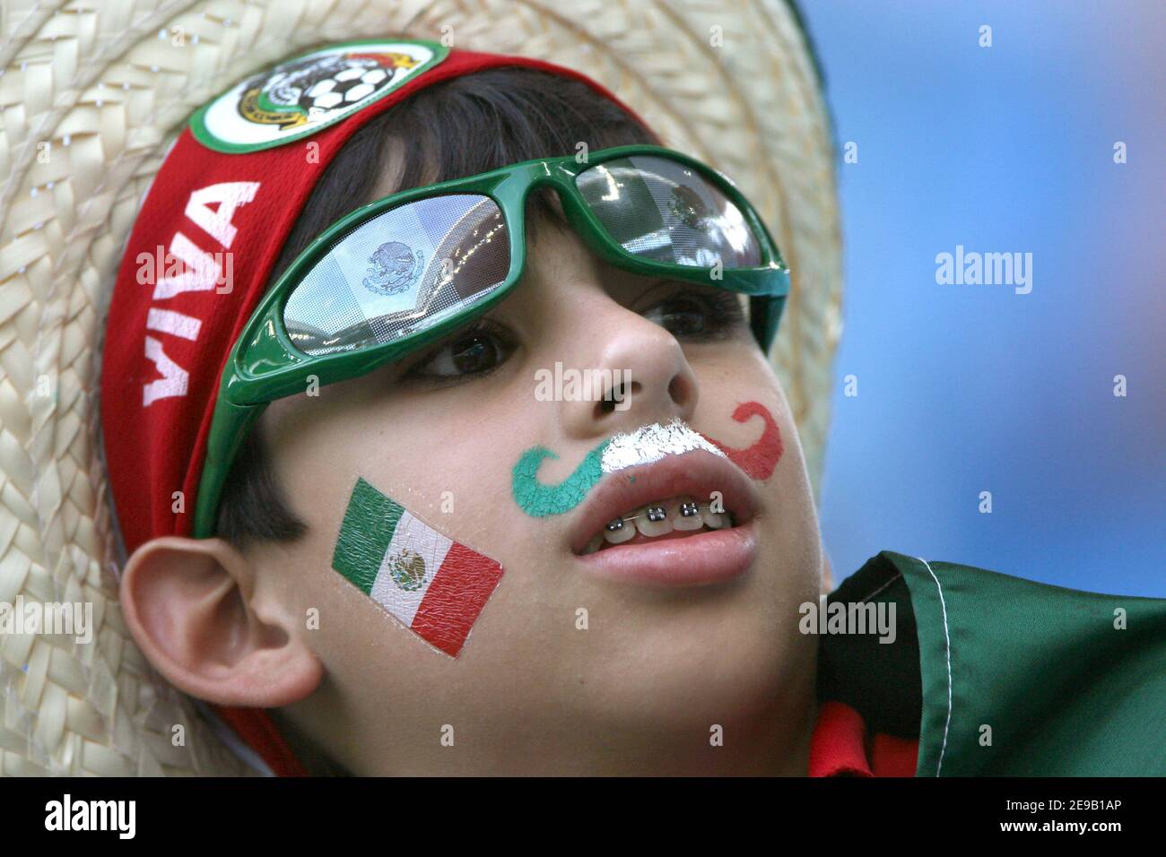 A Mexico's fan during the World Cup 2006, Second round, Argentina vs Mexico at the Zentralstadion stadium in Leipzig, Germany on June 24, 2006. Argentina won 2-1. Photo by Gouhier-Hahn-Orban/Cameleon/ABACAPRESS.COM Stock Photo