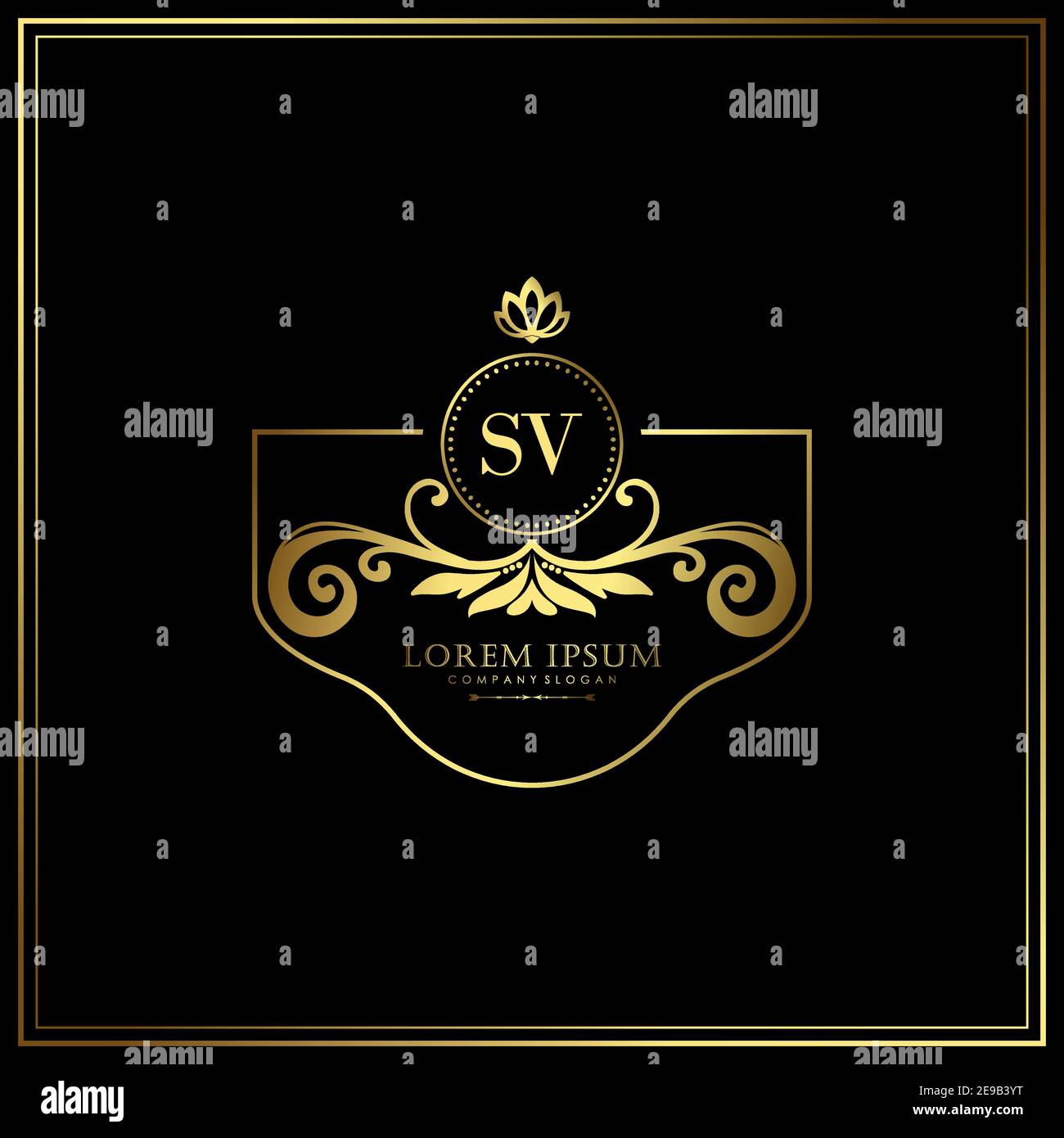 SV Initial Letter Luxury Logo template in vector for Restaurant, Royalty, Boutique, Cafe, Hotel, Heraldic, Jewelry, Fashion and other vector illustrat Stock Vector