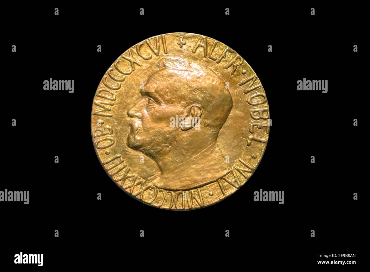Nobel Peace Prize Medal on black background Stock Photo