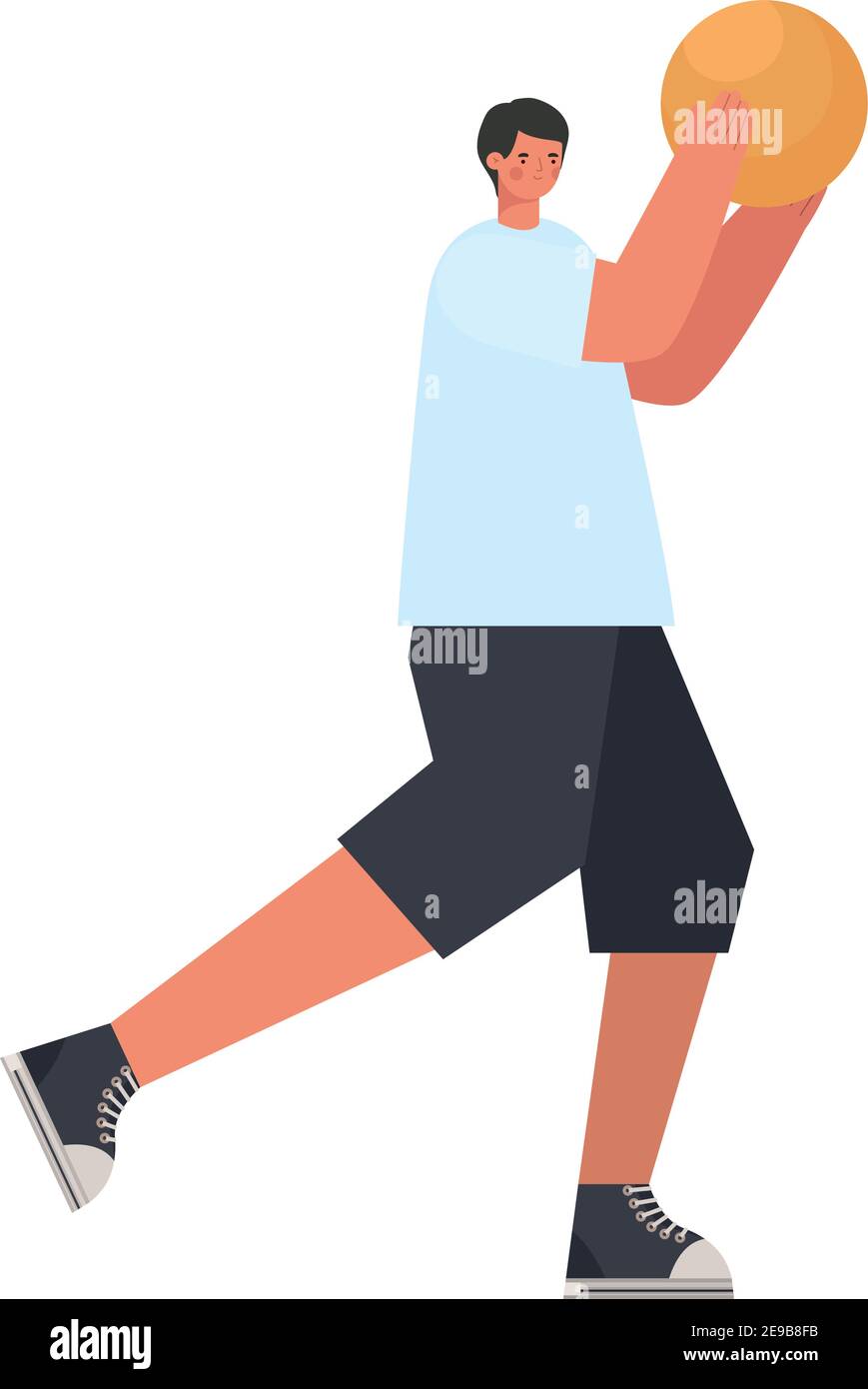 man playing basketball on a white background Stock Vector