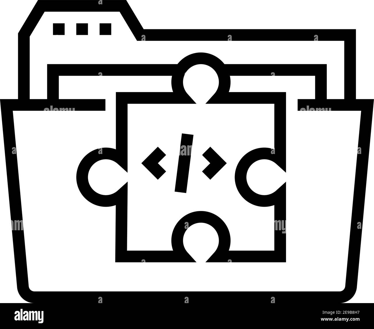 folder with program code files line icon vector illustration Stock ...