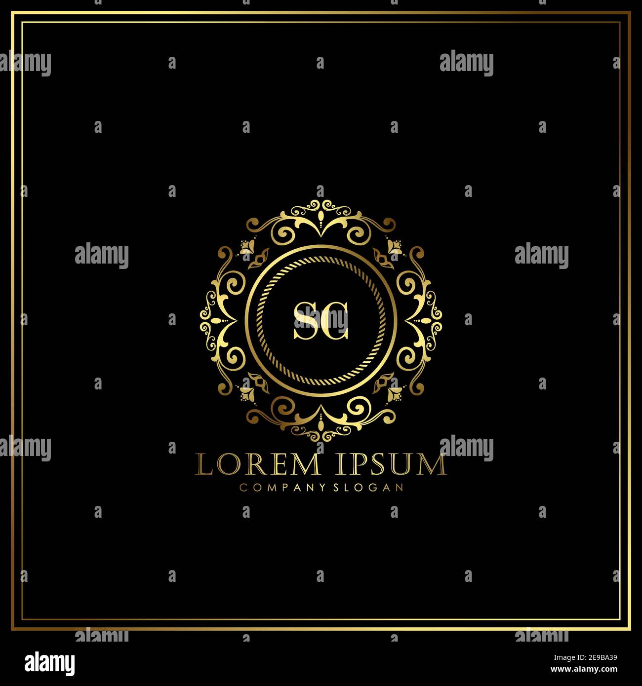 SC Initial Letter Luxury Logo template in vector for Restaurant, Royalty, Boutique, Cafe, Hotel, Heraldic, Jewelry, Fashion and other vector illustrat Stock Vector
