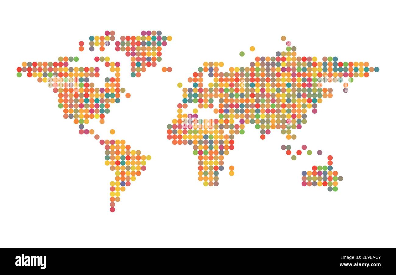 Colorful world map mosaic of small dots. Vector illustration Stock ...
