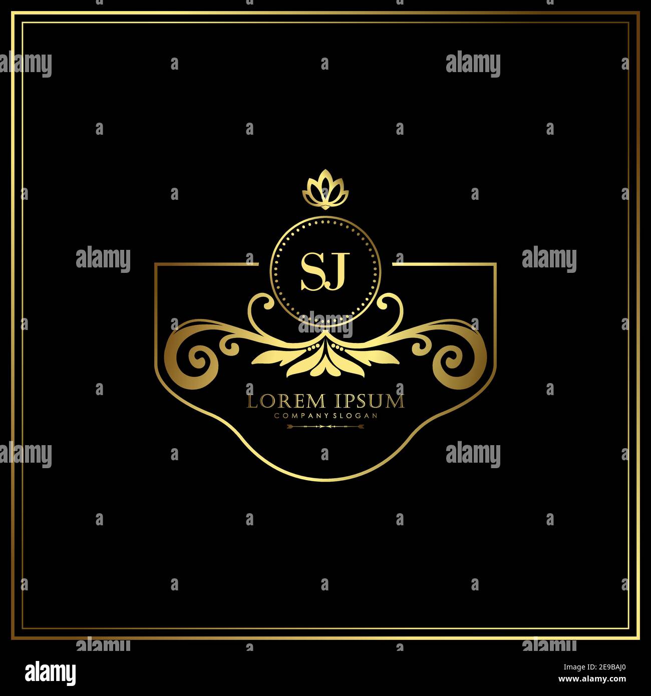 SJ Initial Letter Luxury Logo template in vector for Restaurant, Royalty, Boutique, Cafe, Hotel, Heraldic, Jewelry, Fashion and other vector illustrat Stock Vector