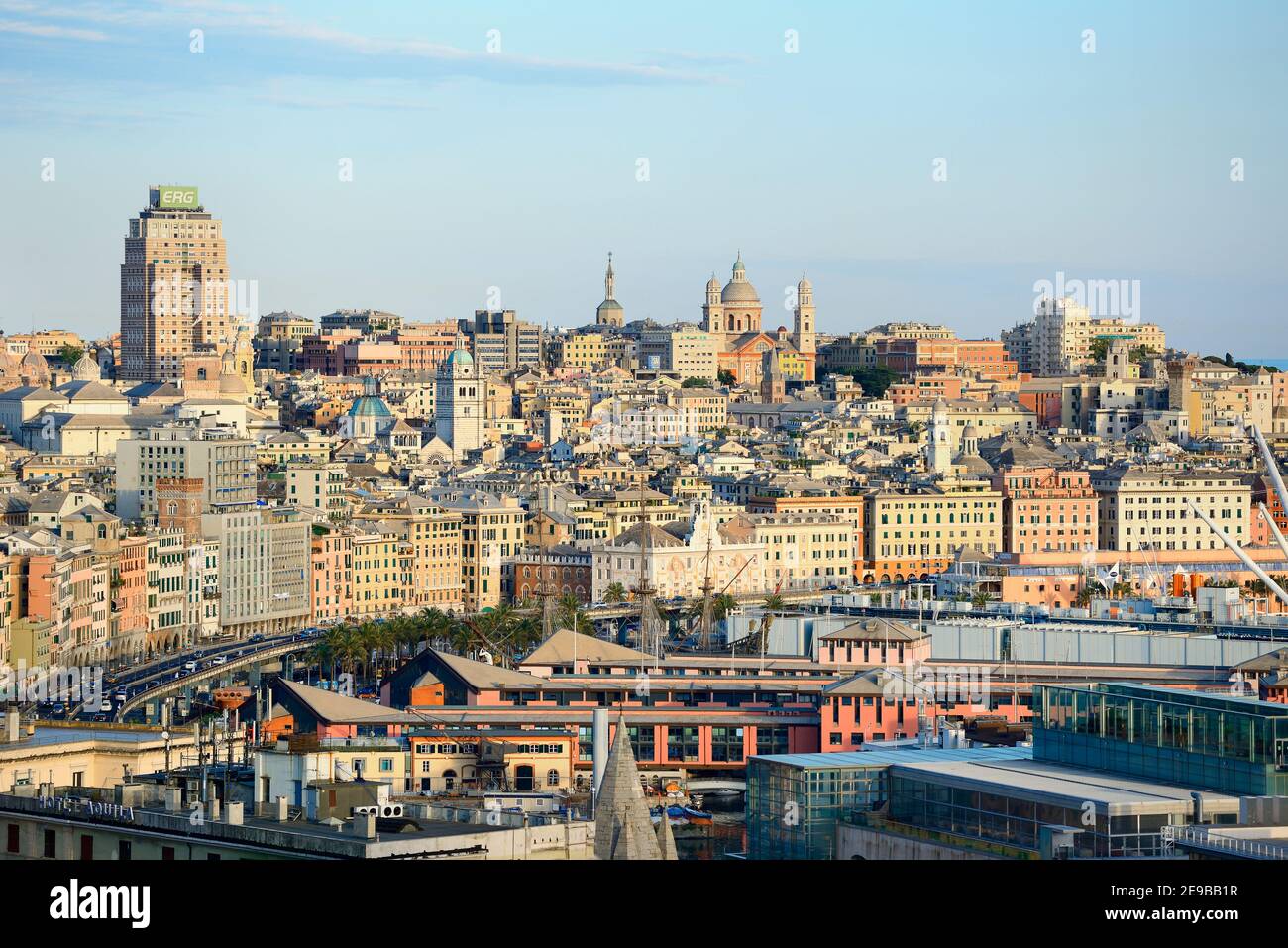 Photo:Skyline of Genoa,Italy from the steamer 