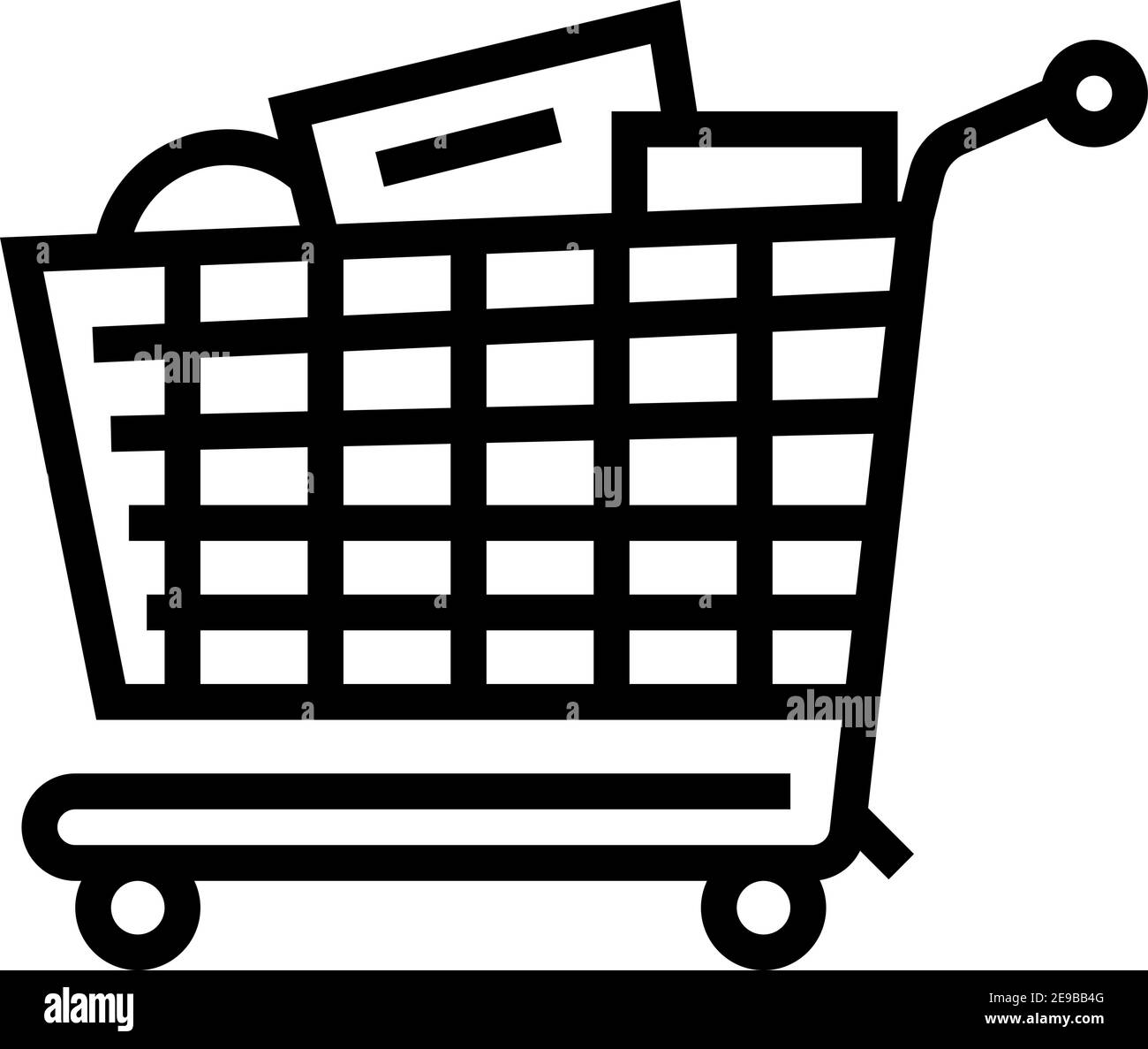 shop cart with purchases line icon vector illustration Stock Vector