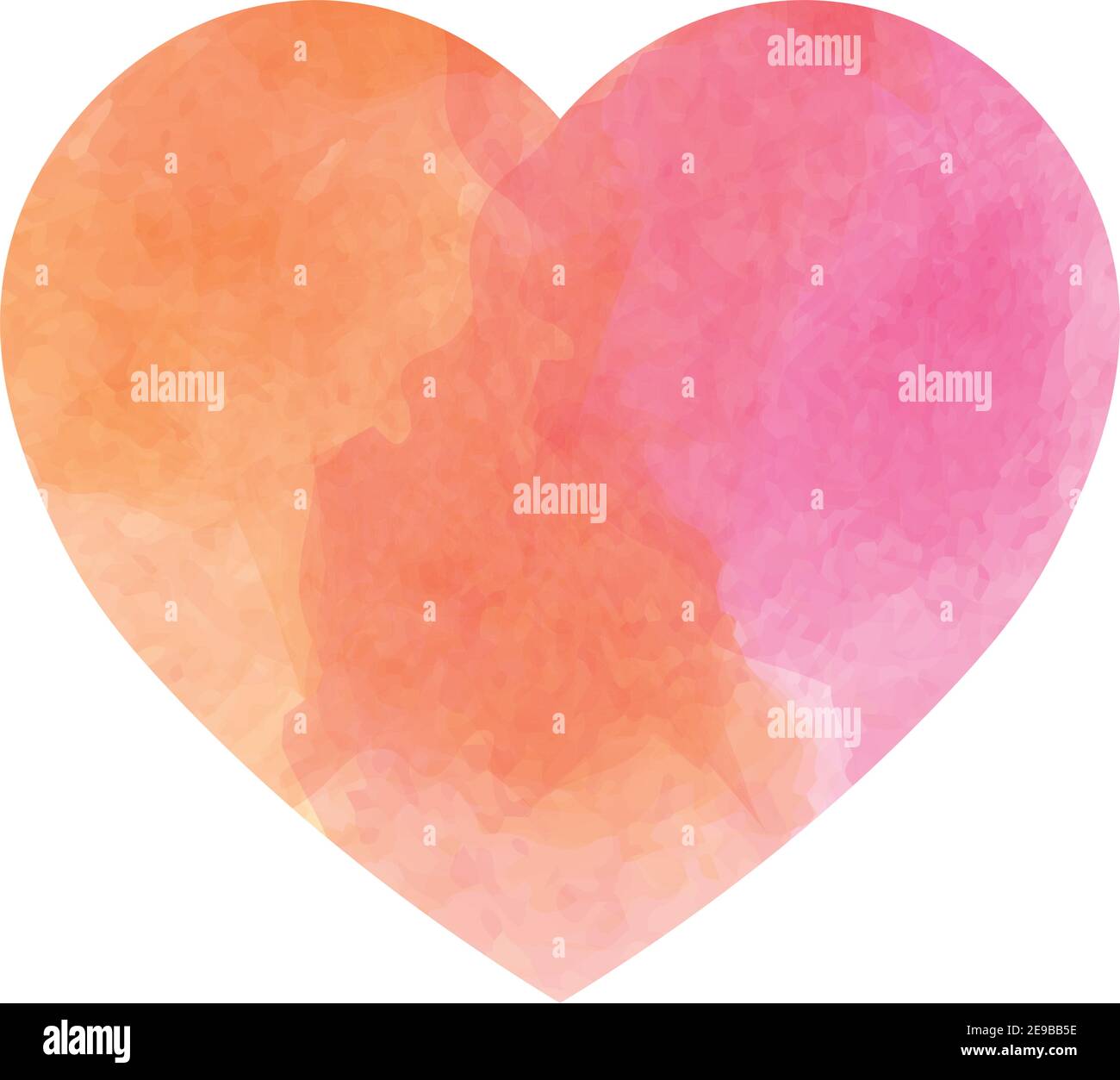 Pink heart with watercolor texture design. Simple flat vector ...