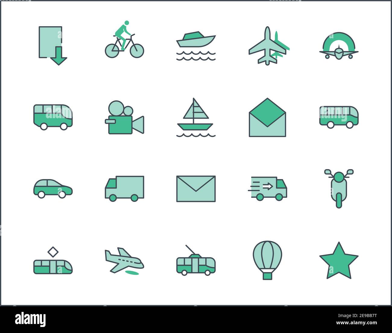 Set of Public Transport Related Vector Line Icons. Contains such Icons ...