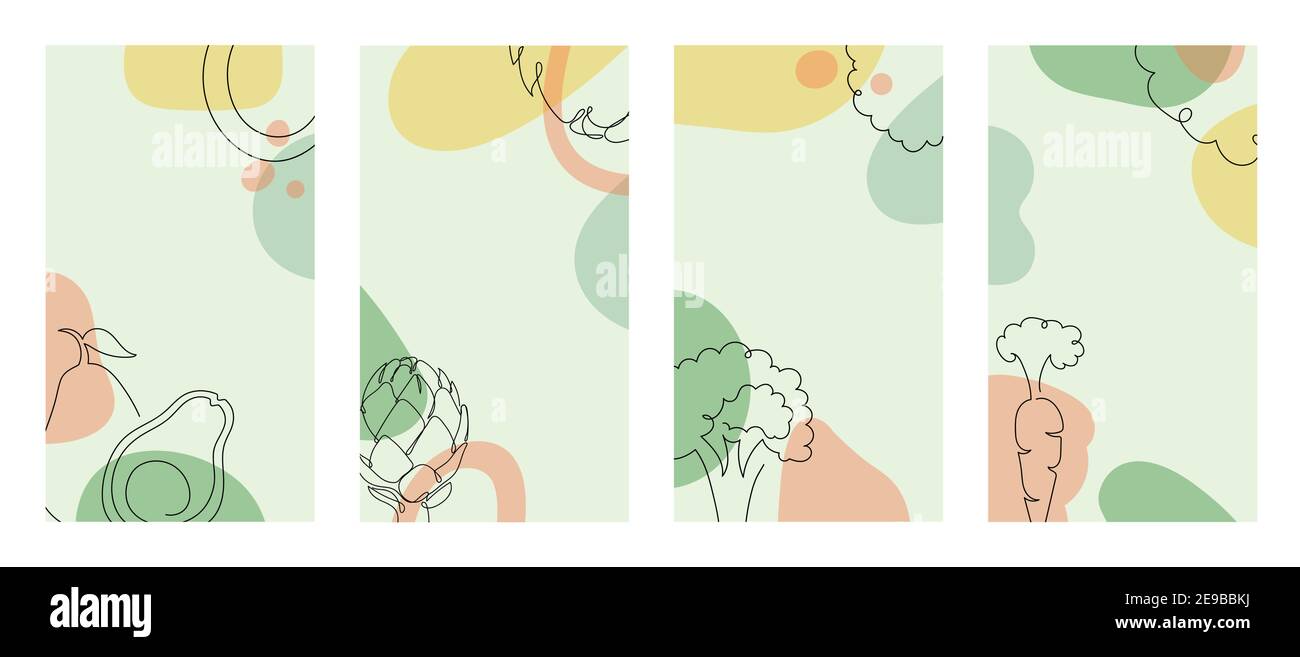 Background with vegetables in a linear style. Stock Vector
