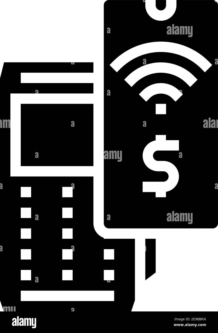 smartphone contactless payment pos terminal glyph icon vector ...