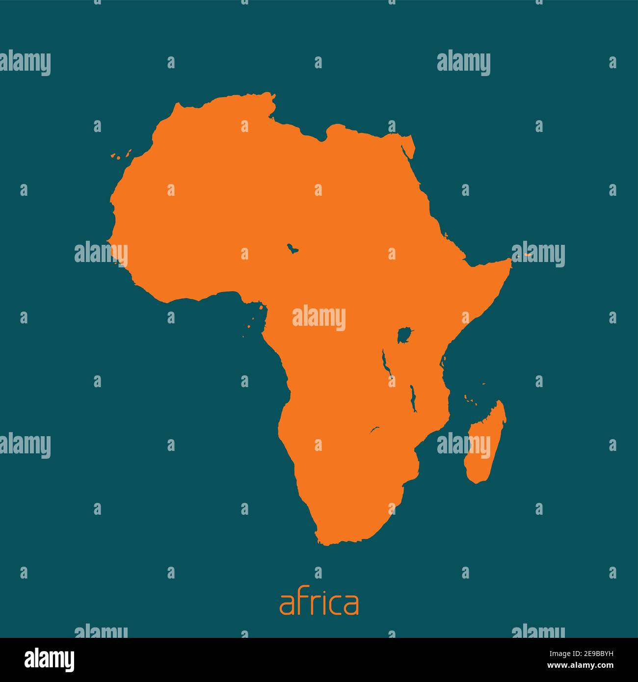 Simple silhouette of the map of Africa on a sherpa blue background. Vector Stock Vector