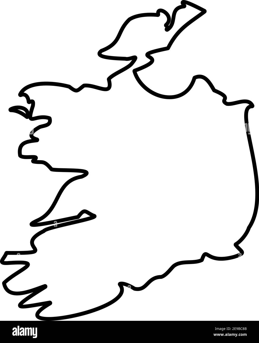 Ireland - solid black outline border map of country area. Simple flat