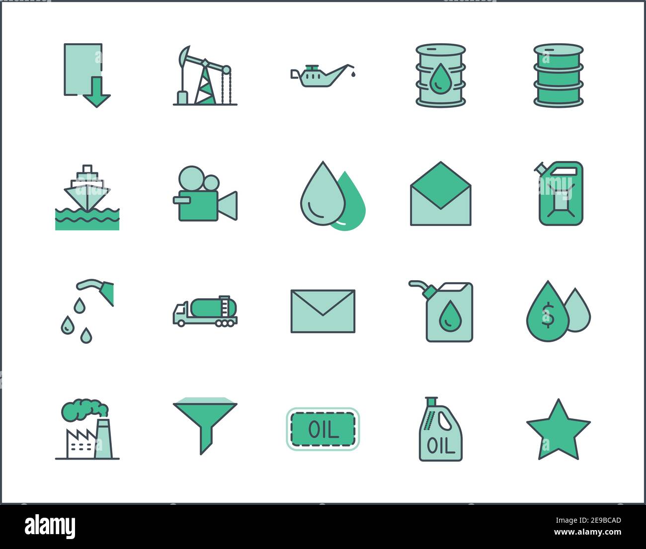 Set of Oil Related Vector Line Icons. Contains such Icons as Fuel Truck ...