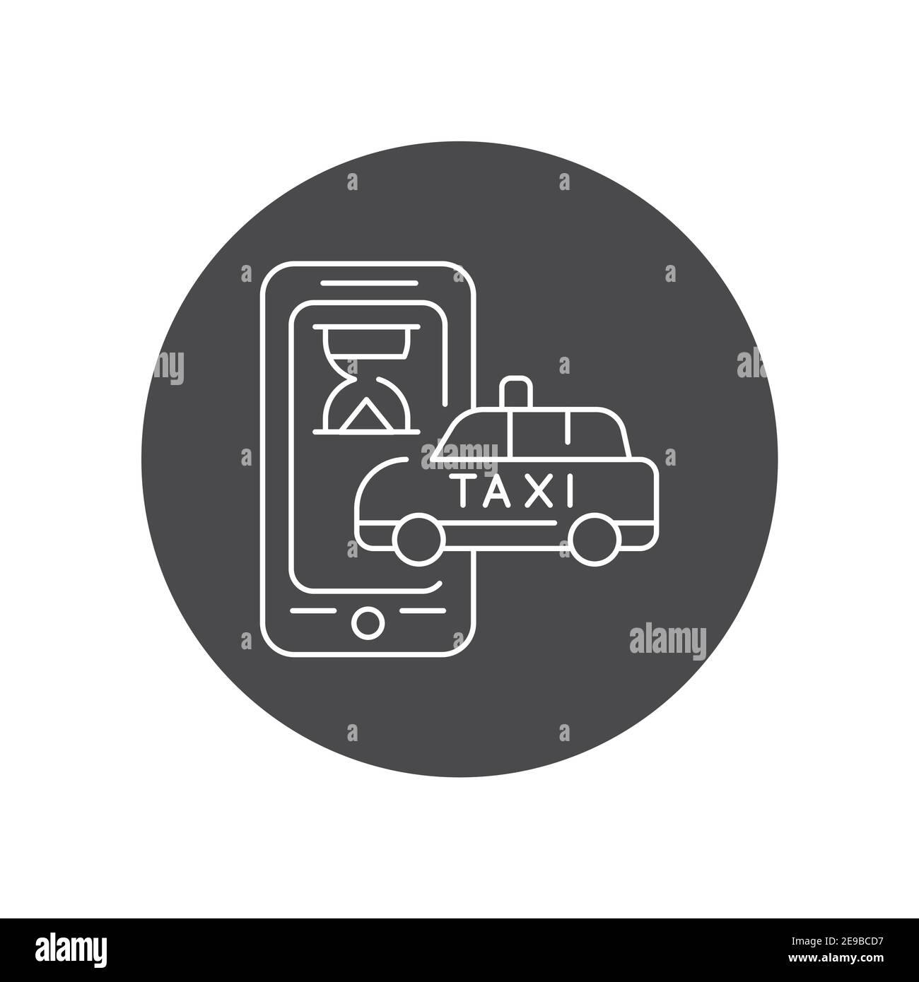 Taxi waiting time black glyph icon. Online mobile application order taxi service. Pictogram for web, mobile app, promo. UI UX design element Stock Vector