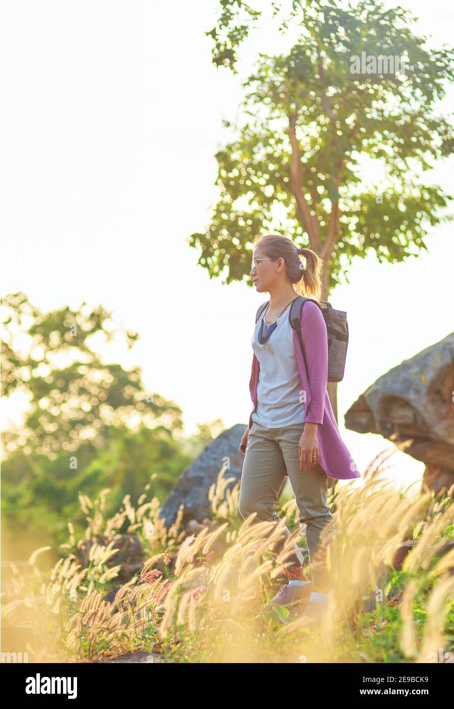 Adventure woman in hiking hi-res stock photography and images - Alamy