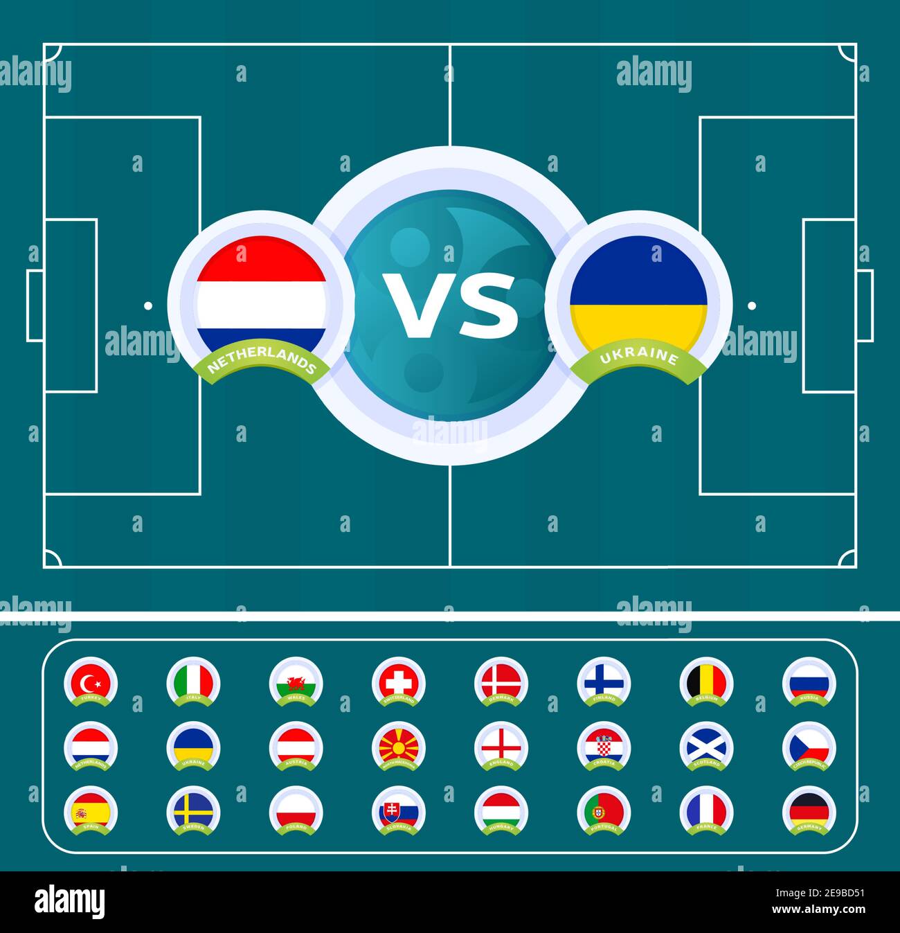 Football european 2021 championship match versus teams intro sport background, championship