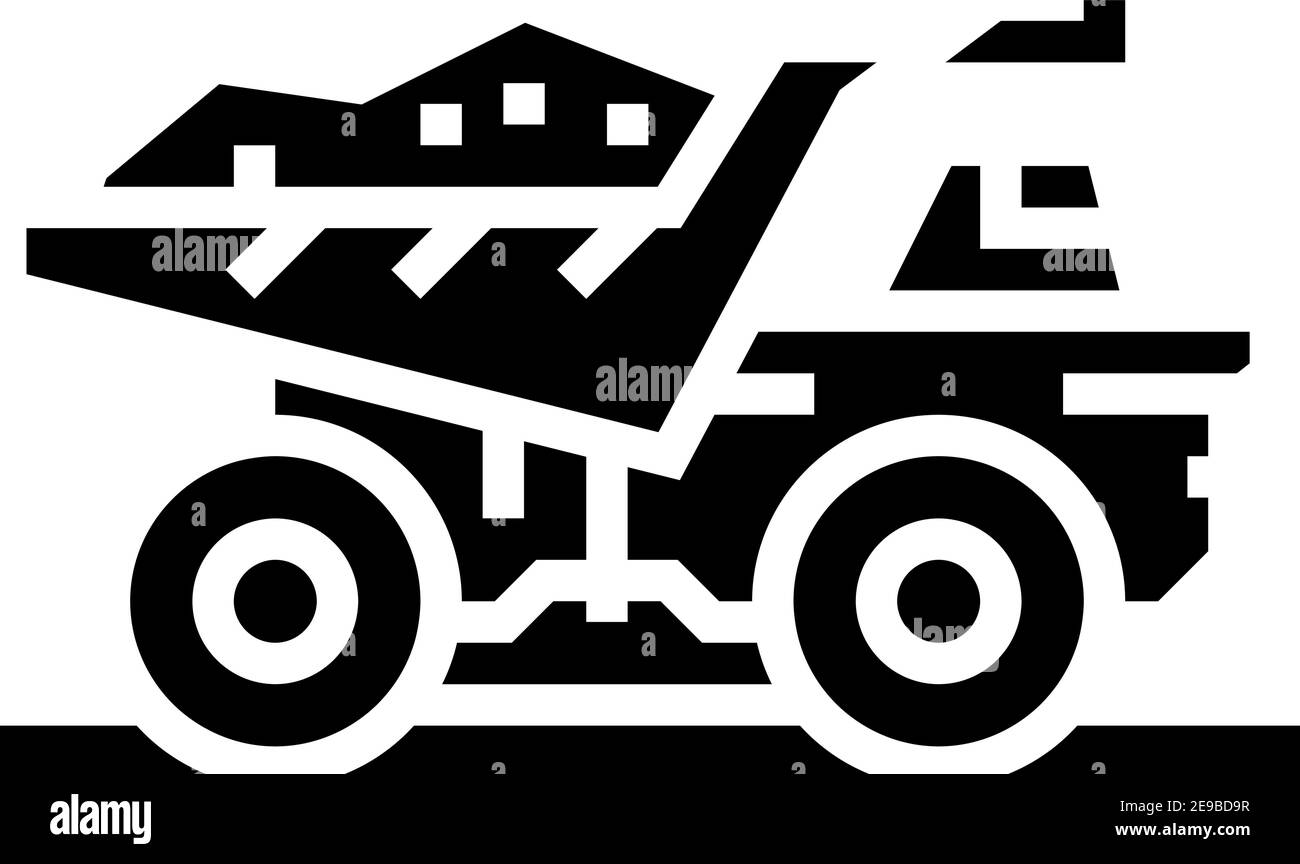 dump truck stone transportation glyph icon vector illustration Stock ...