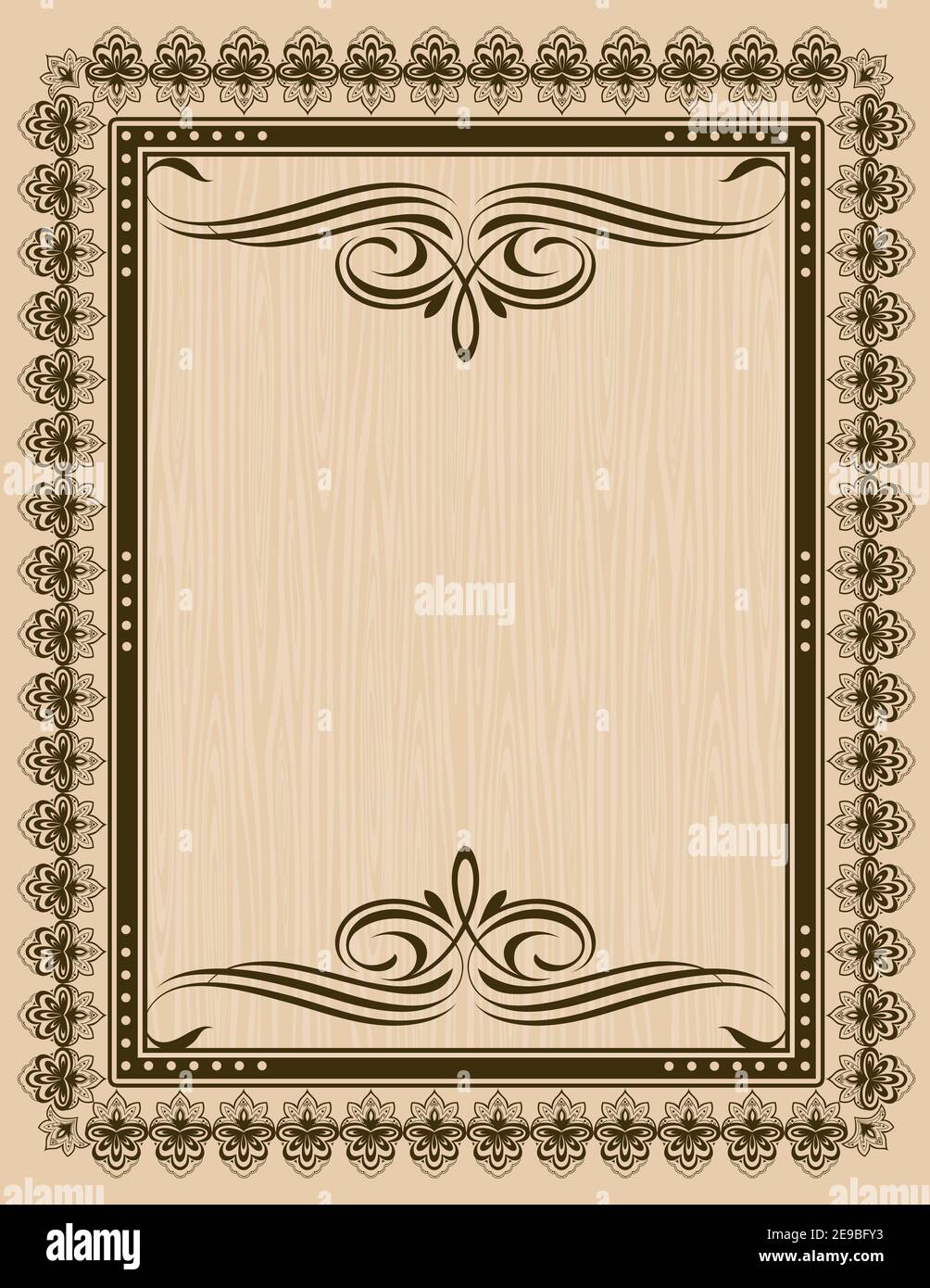 Vintage background with patterns and decorative border. Template for invitation  card design Stock Photo - Alamy