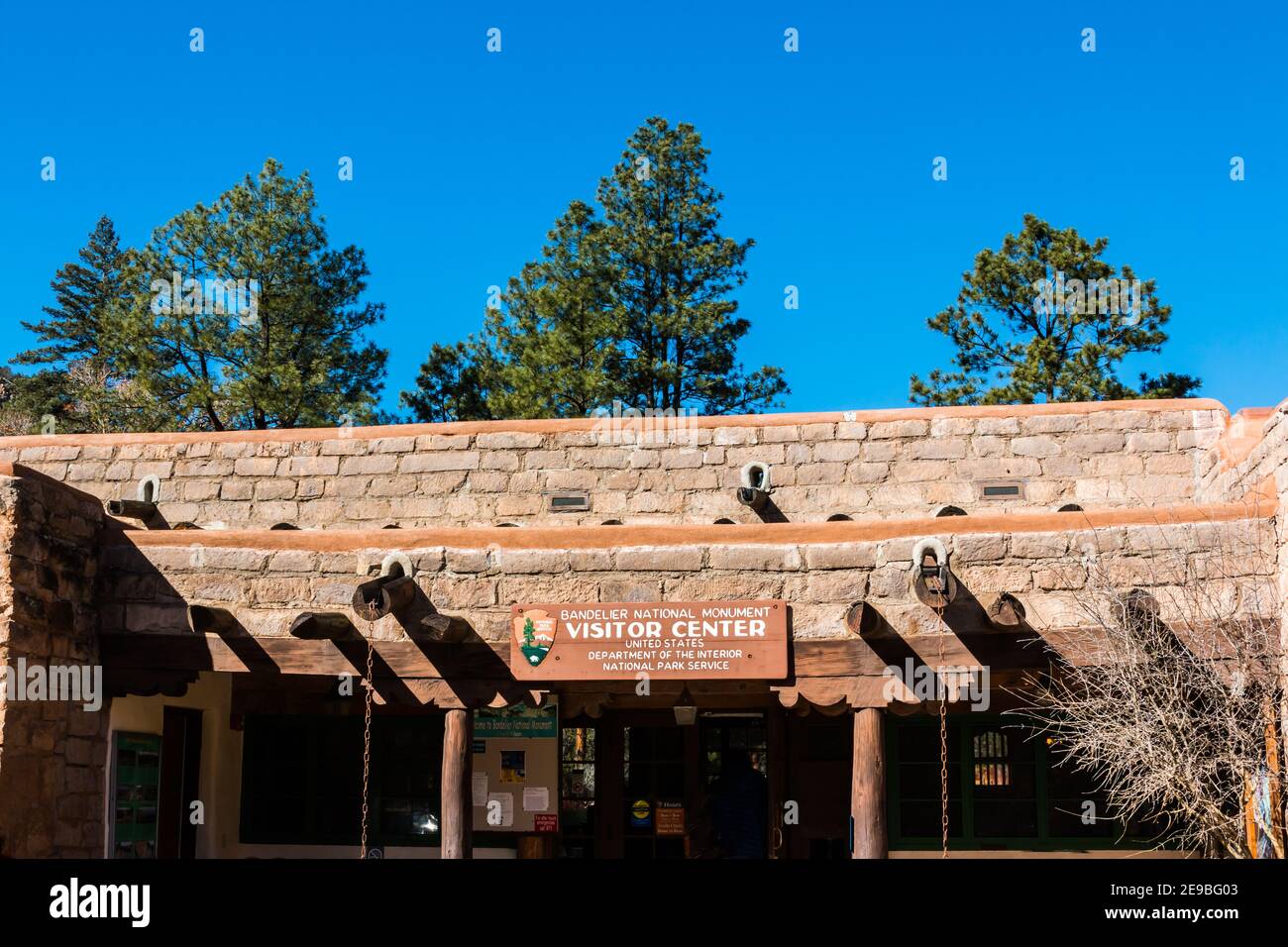 The Visitors Center at Bandelier National Monument, New Mexico, USA Stock Photo