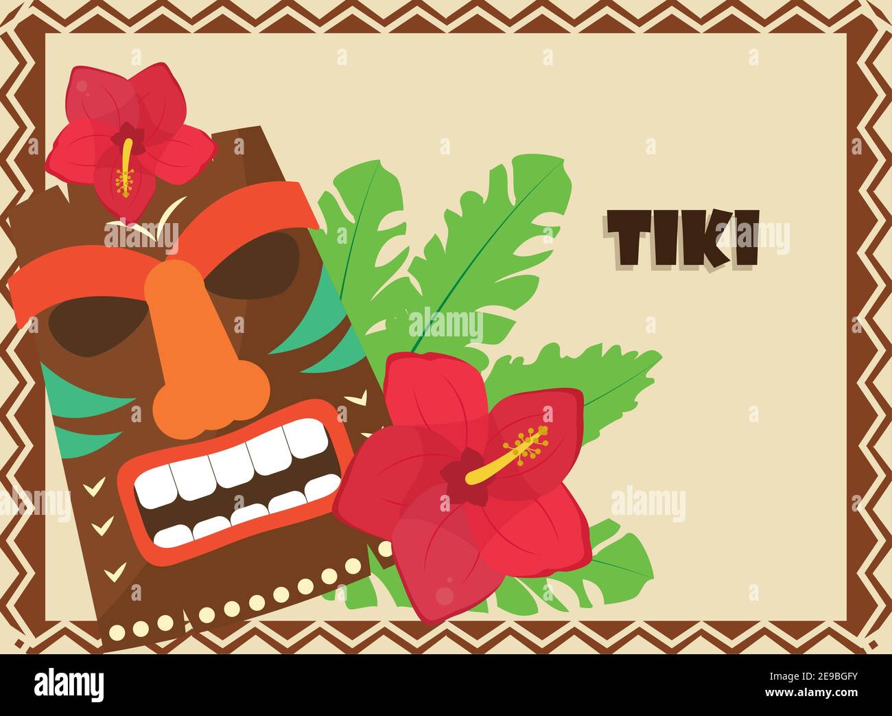 Tiki cartoon with hawaiian flowers design of tropical summer and exotic  theme Vector illustration Stock Vector Image & Art - Alamy