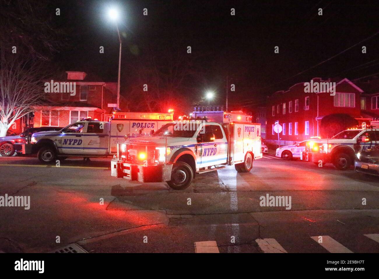 NYPD ESU units on a job losing for a perp in Brooklyn Stock Photo