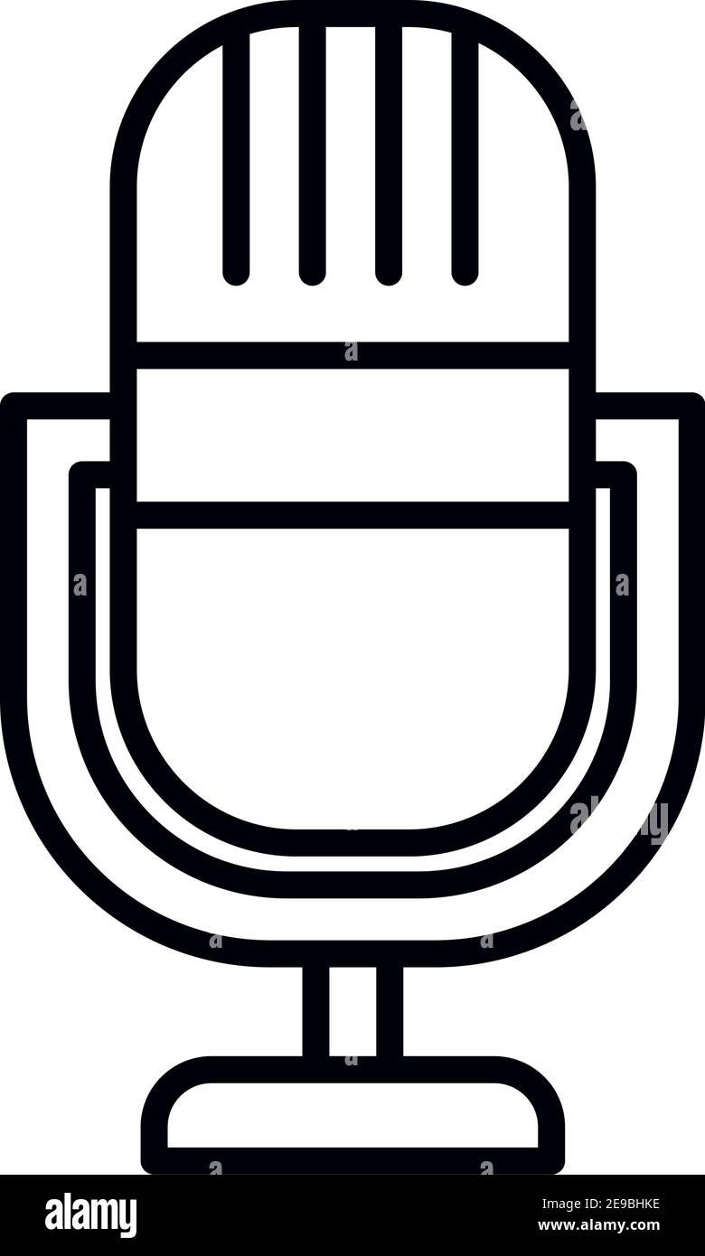 microphone icon over white background, line style, vector illustration ...