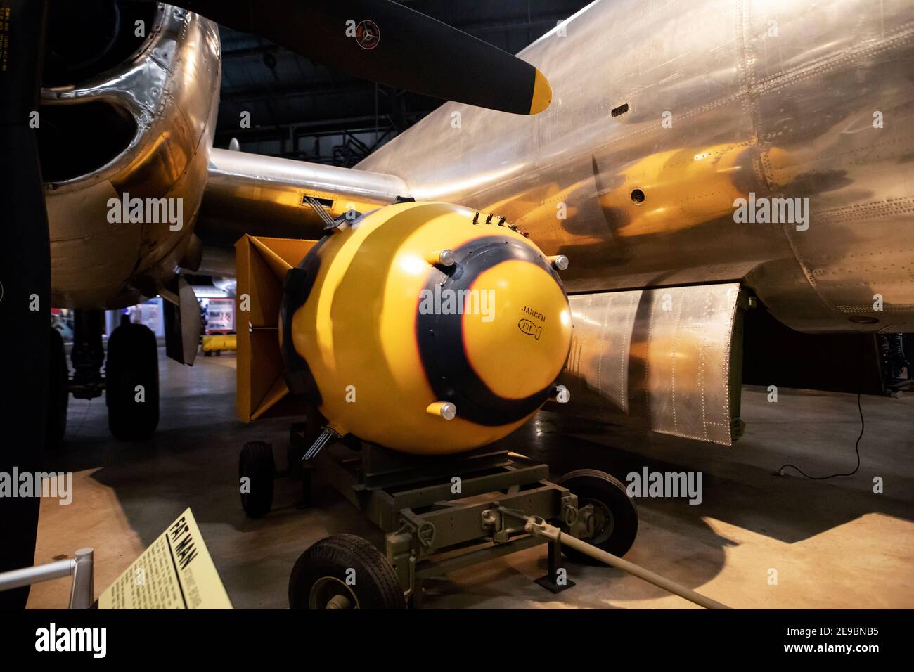 A replica of the Fat Man atomic (fission) bomb dropped on Nagasaki, Japan, on display at the National Museum of the US Air Force in Dayton, Ohio, USA. Stock Photo