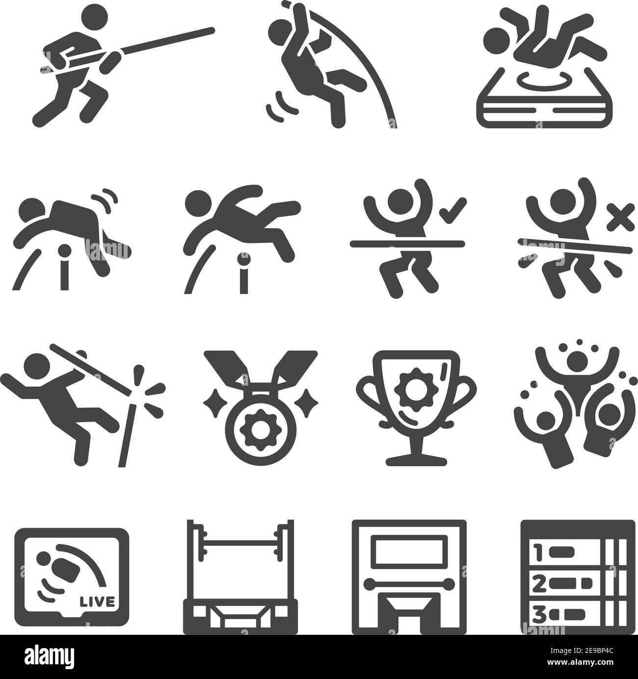 pole vault sport and recreation icon set,vector and illustration Stock Vector