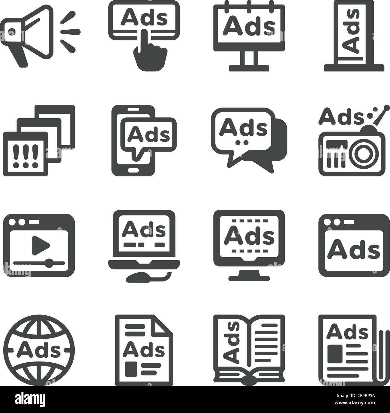 advertise and advertising icon set,vector and illustration Stock Vector
