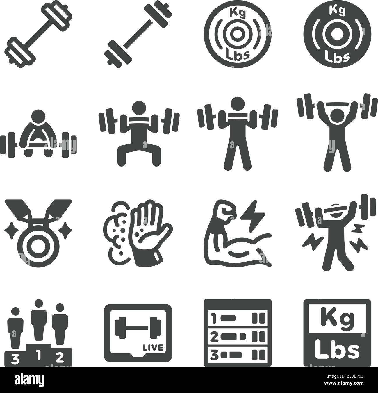 weight lifting sport and recreation icon set,vector and illustration Stock Vector