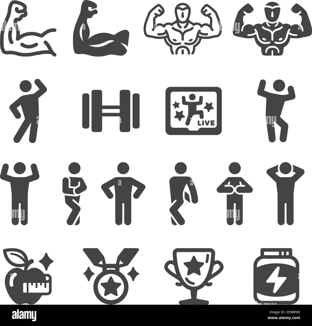 bodybuilding sport and recreation icon set,vector and illustration ...