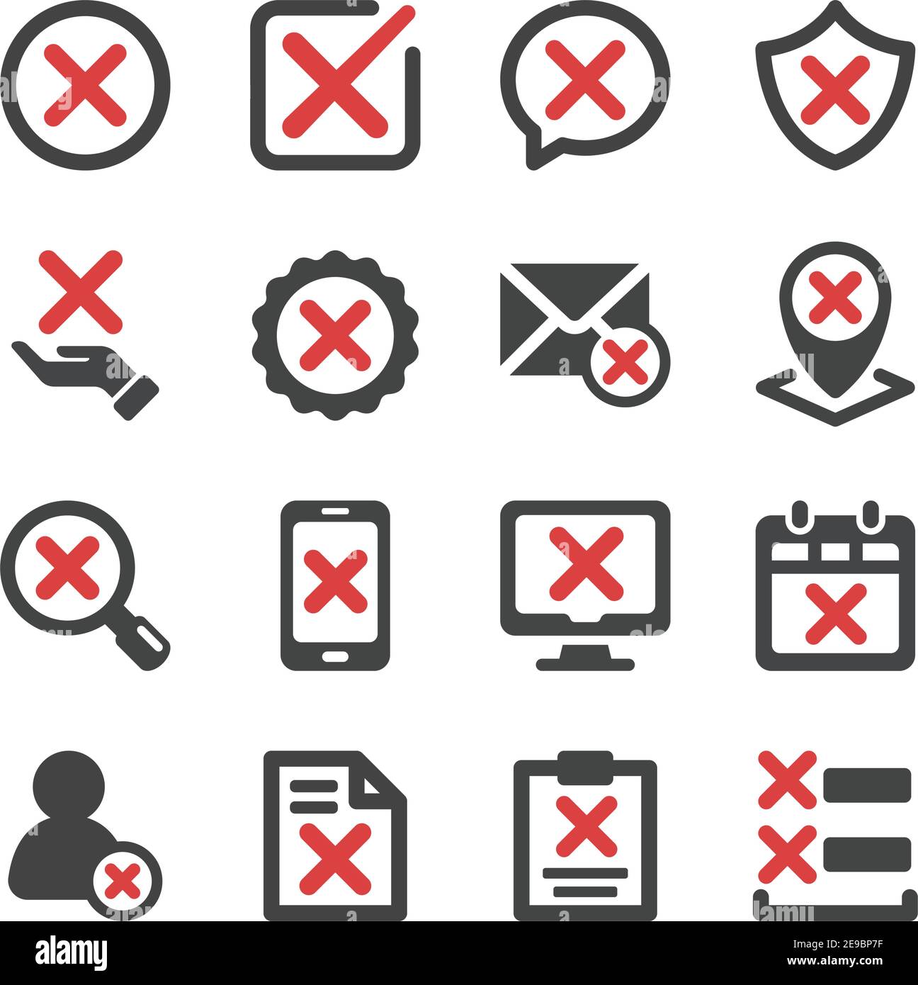 reject and false check icon set,vector and illustration Stock Vector