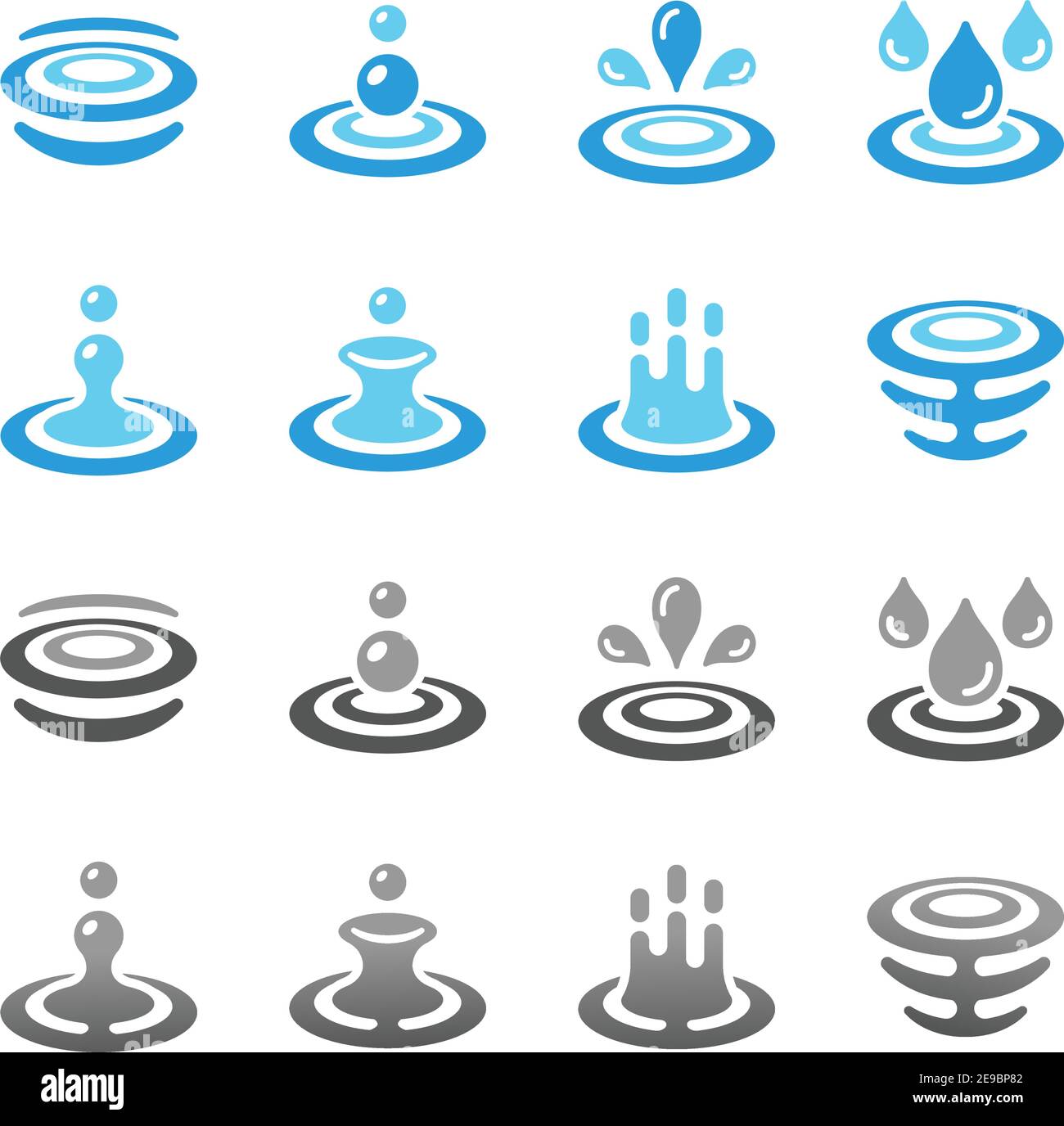 colorful and gradient water and ripple icon set,vector and illustration Stock Vector