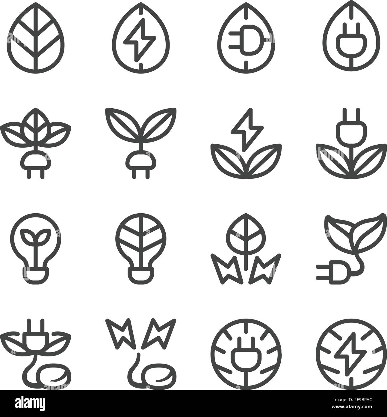 eco energy thin line icon set,vector and illustration Stock Vector