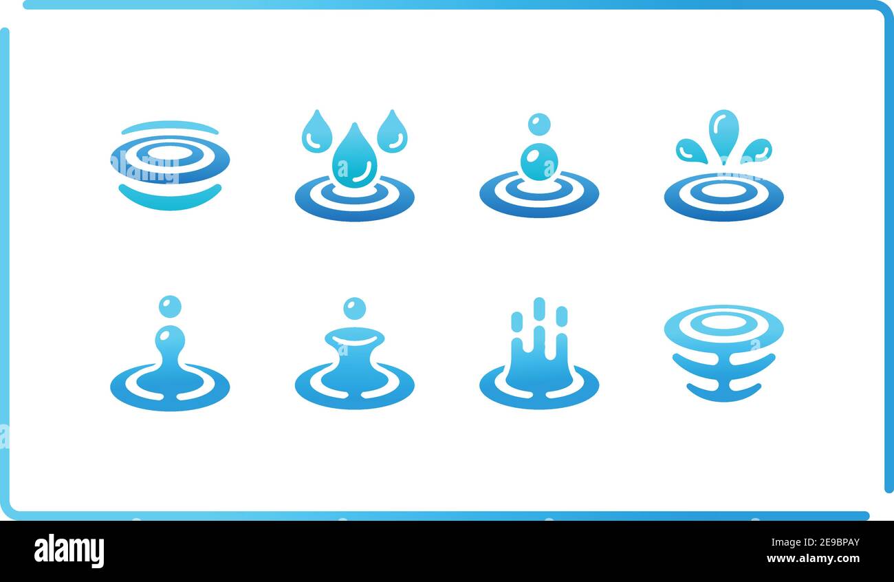 colorful and gradient water and ripple icon set,vector and illustration Stock Vector
