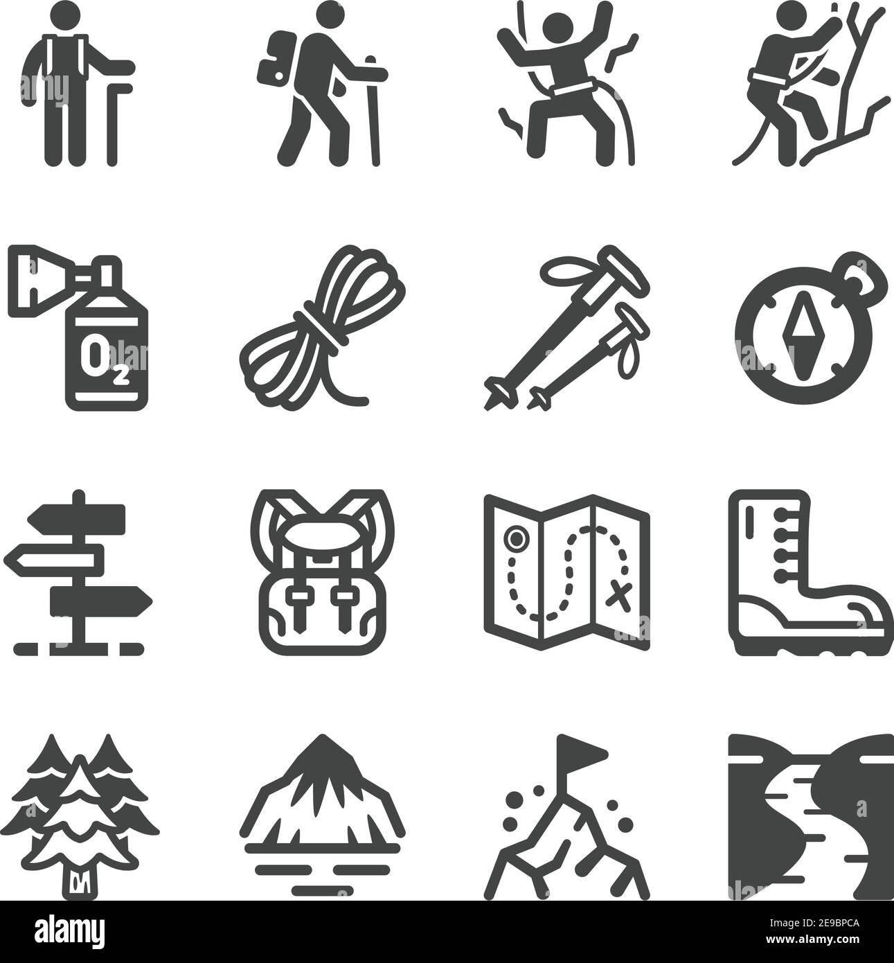 hike and trekking icon set,vector and illustration Stock Vector
