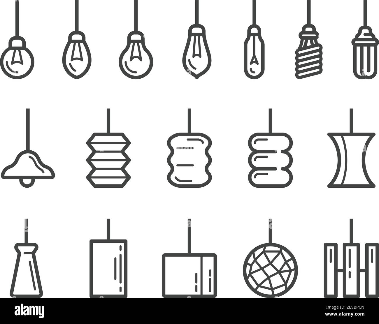hanging lamp thin line icon,vector and illustration Stock Vector