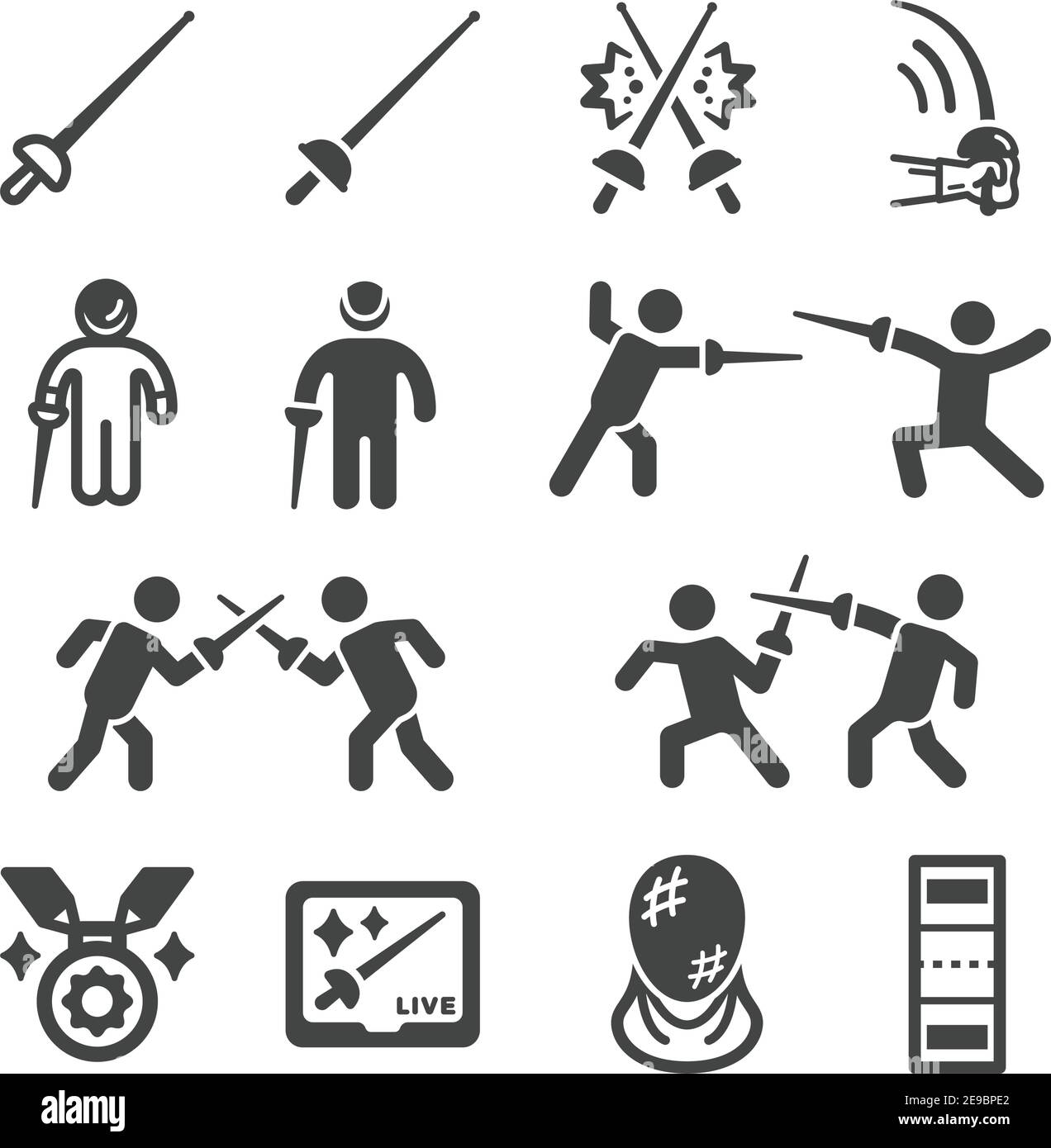 fencing sport and recreation icon set,vector and illustration Stock Vector