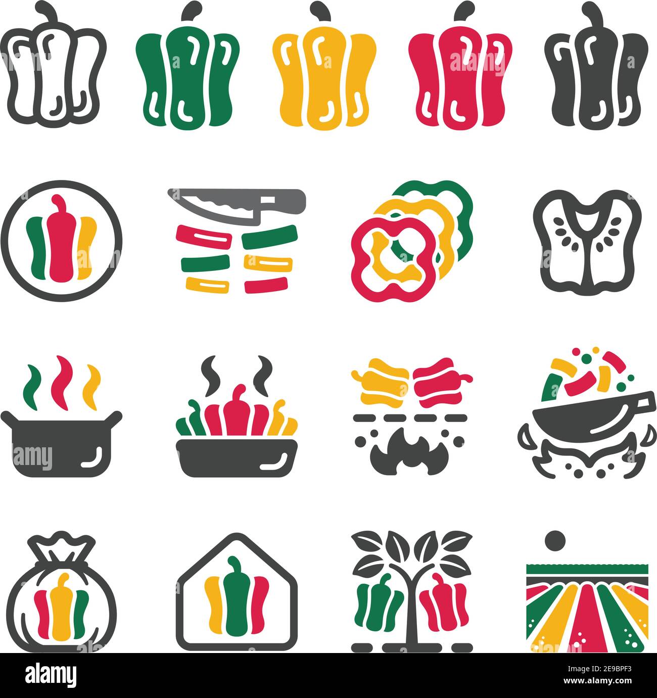 bell pepper and capsicum icon set,vector and illustration Stock Vector