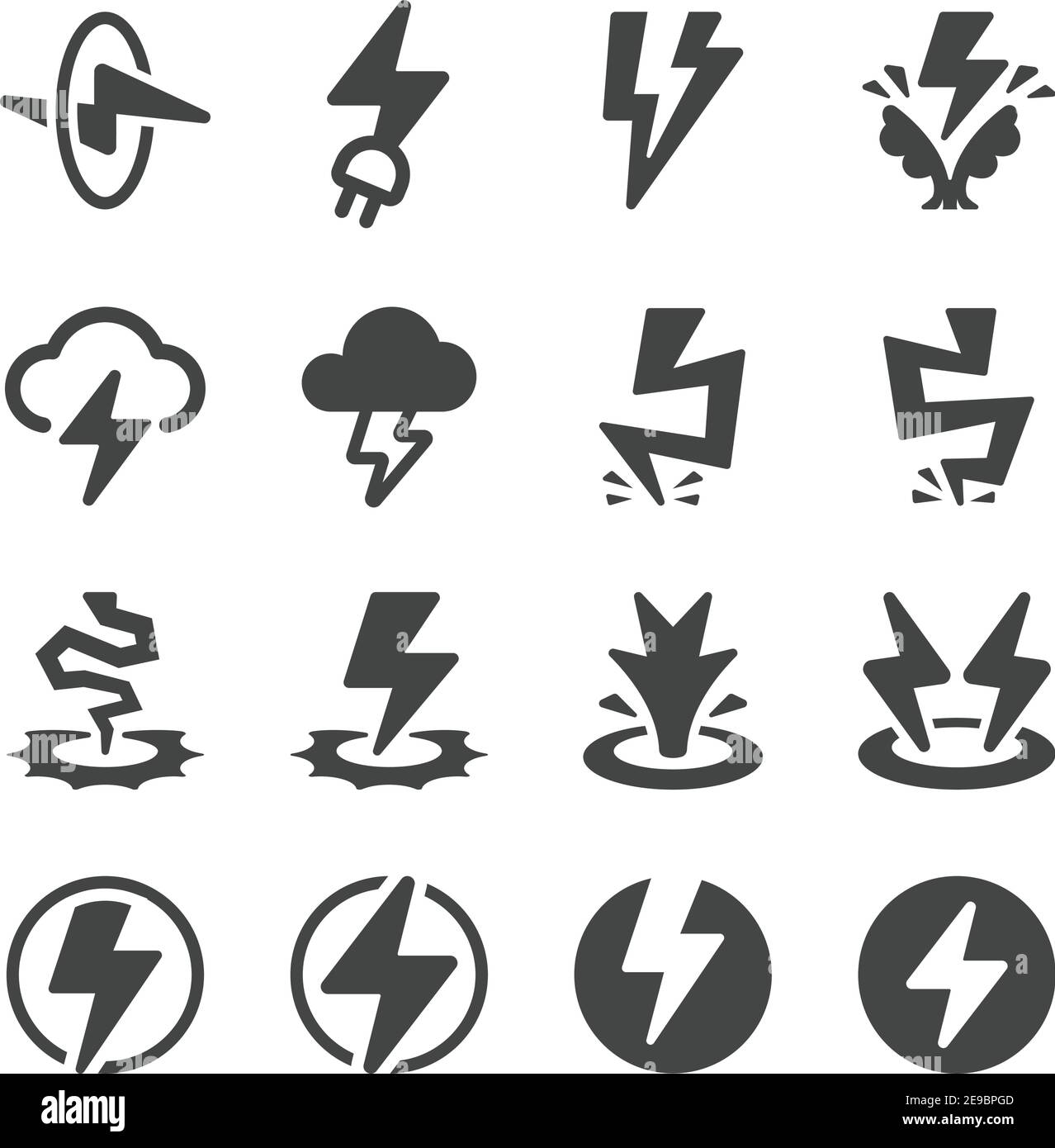 thunder and electricity icon set,vector and illustration Stock Vector