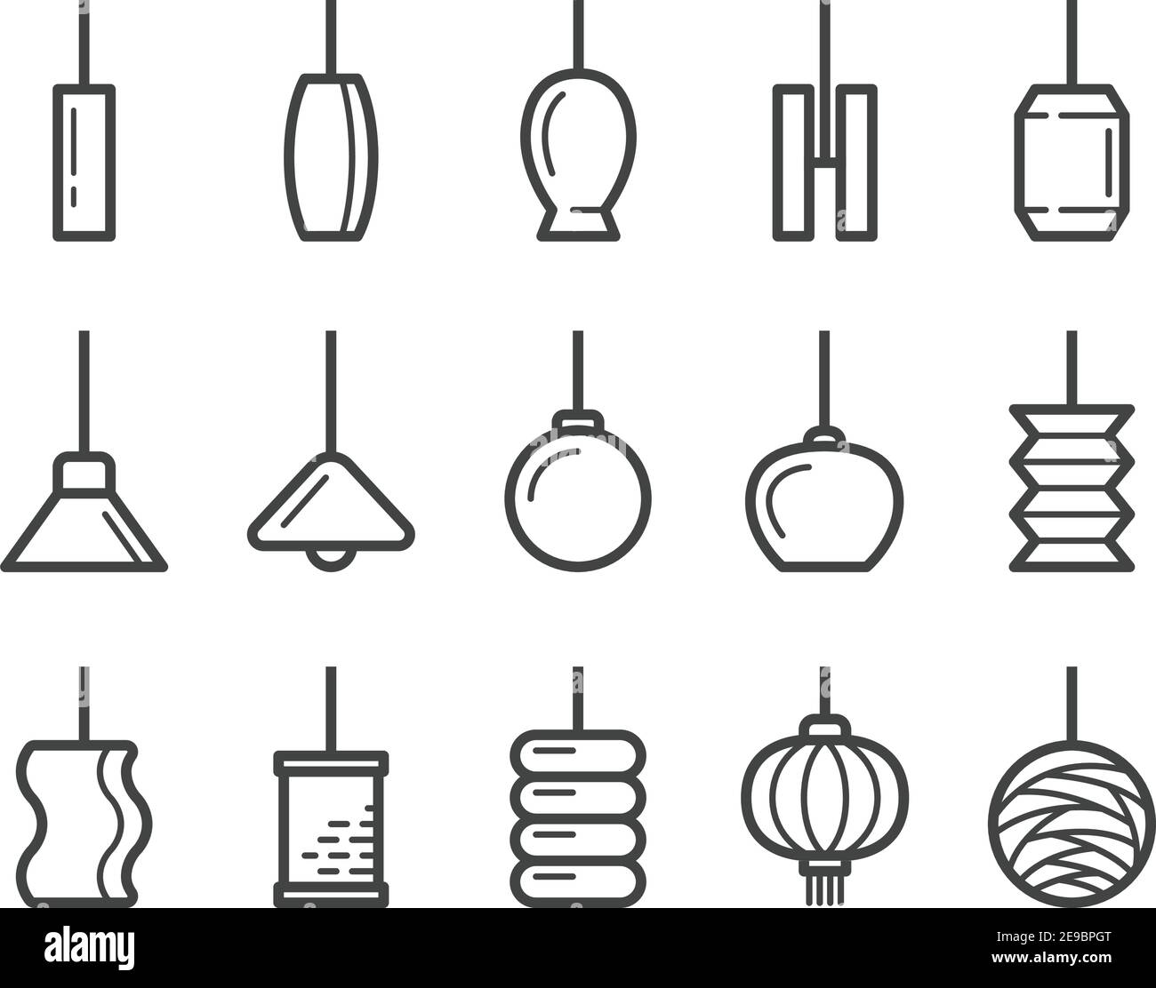 hanging lamp thin line icon,vector and illustration Stock Vector