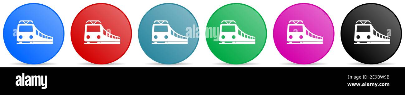 Train, railway, transportation vector icons, set of circle gradient ...