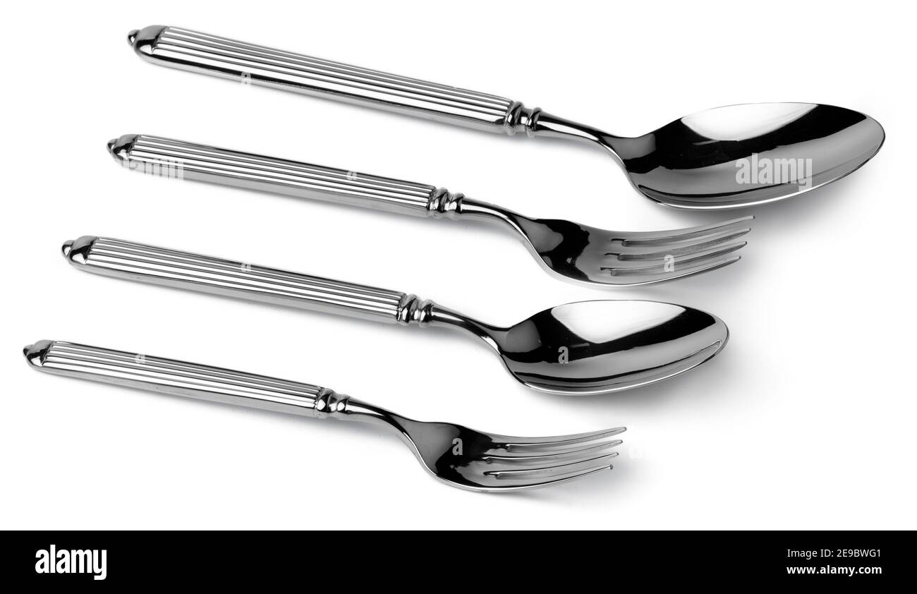 Set of dining cutlery isolated on white background Stock Photo Alamy