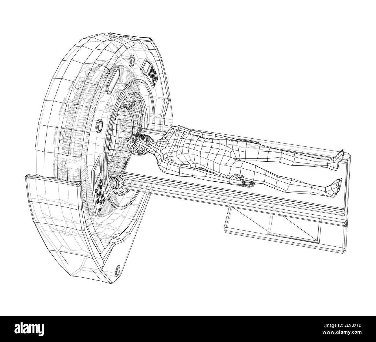 MRI machine scanning patient inside. Vector Stock Vector